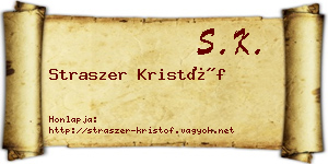 Straszer Kristóf névjegykártya